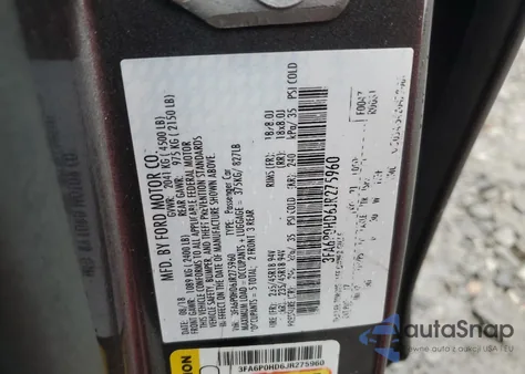2018 Ford Fusion Se z USA, uszkodzony, nr VIN 3FA6P0HD6JR275960